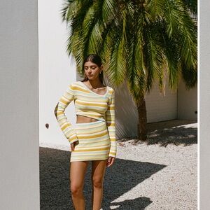 Sabo Skirt Orange and White Ribbed Bodycon Dress